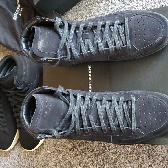 Suede Navy Saint Laurent SL/10 Sneakers - Picture 1 of 4